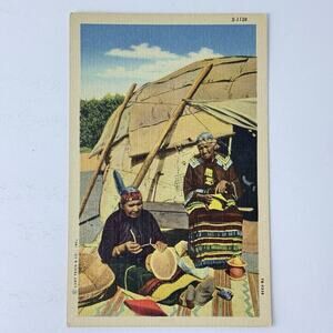 Postcard Indians Hayward Wisconsin Native American Unposted 1940s T63